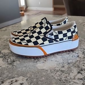 Checkered stacked platform Vans